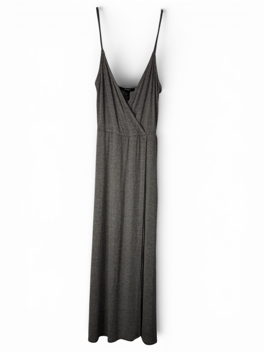 Forever 21 Gray Sleeveless Faux-Wrap Maxi Dress